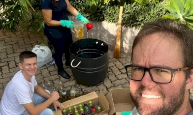 Sabão para doação é produzido por voluntários de Porto Mauá e Porto Xavier