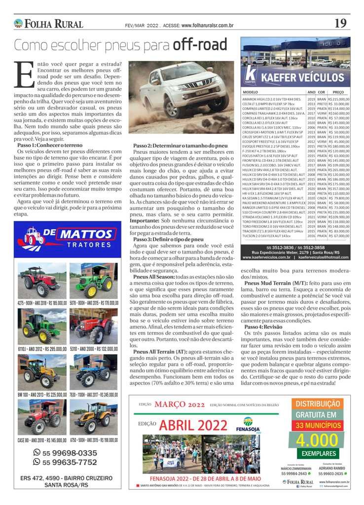Folha Rural circulando na região com a edição de fevereiro 2022