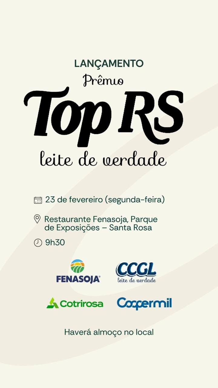 CCGL apresenta  “Prêmio Top RS Leite de Verdade” em evento da Fenasoja